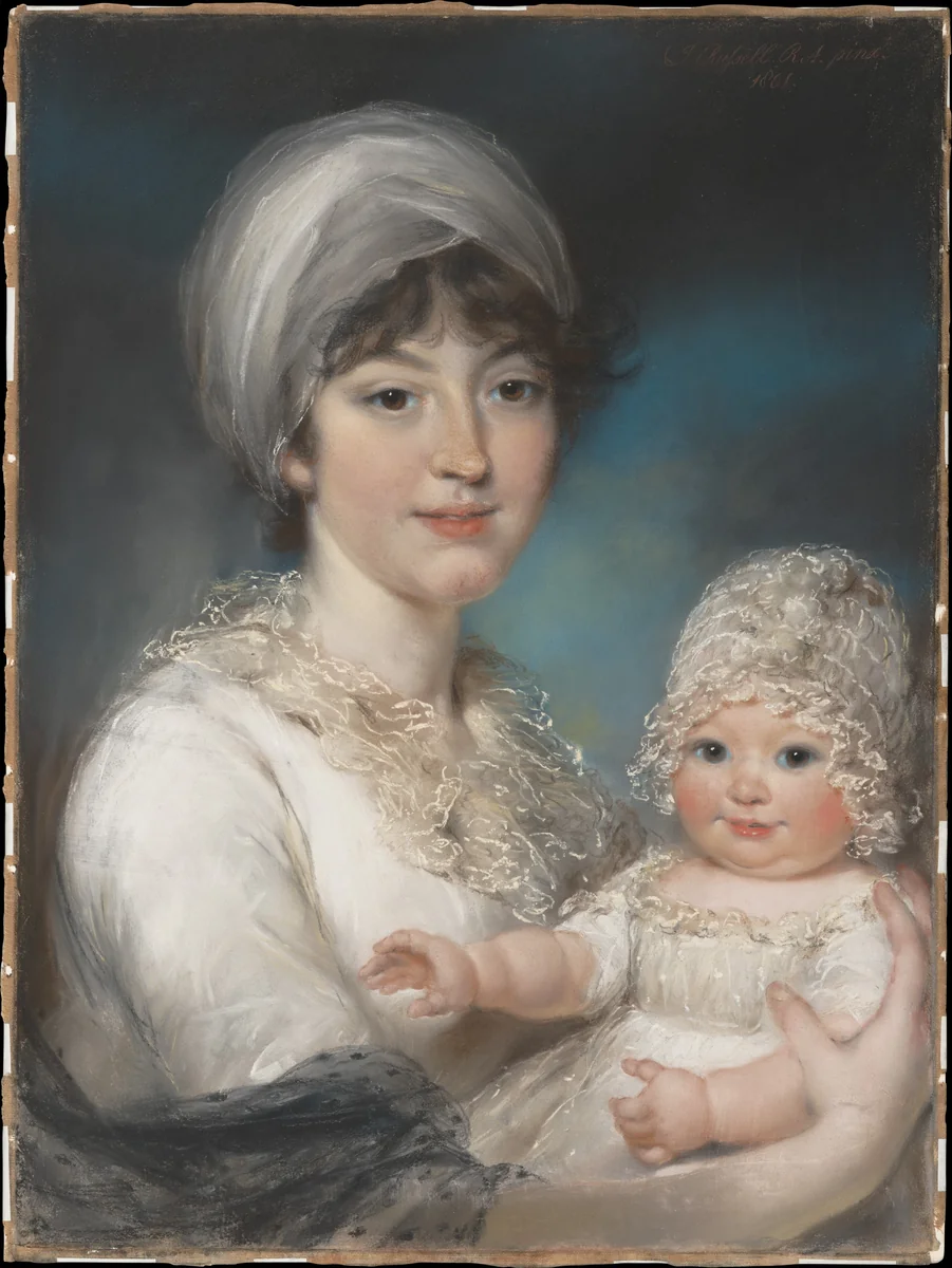 Mrs. Robert Shurlock (Henrietta Ann Jane Russell, 1775–1849) and Her Daughter Ann by John Russell, drawing, 1801