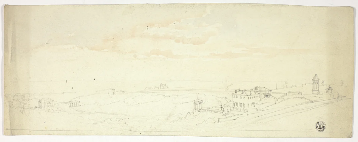 Panoramic View of Seaside Town by John Skinner Prout, drawing, 1820-1876