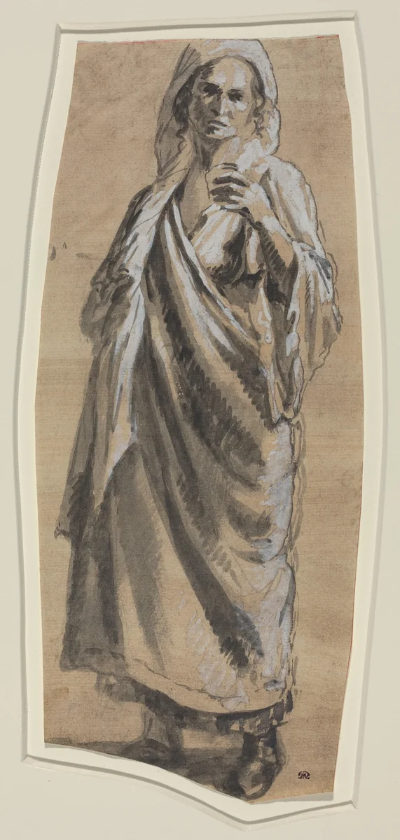 Study of a Standing Woman by Italian 18th Century, drawing, 1700-1799
