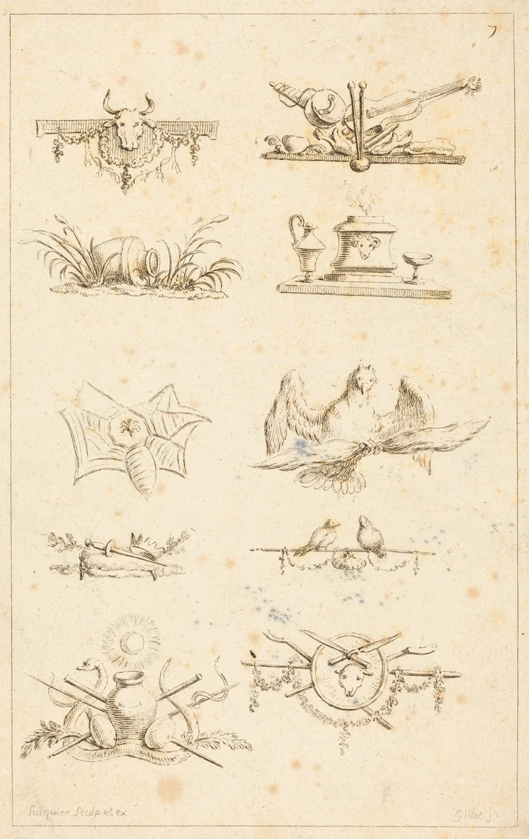 Designs for Tail-Pieces: pl. 7 by Gabriel Huquier, print, 1730