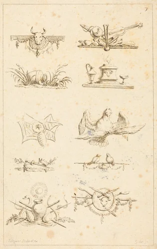 Designs for Tail-Pieces: pl. 7 by Gabriel Huquier, print, 1730