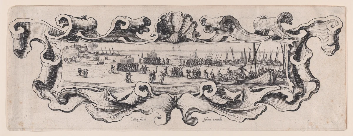 Le Débarquement des Troupes (The Landing of the Troops) by Jacques Callot, print, 1623-1633