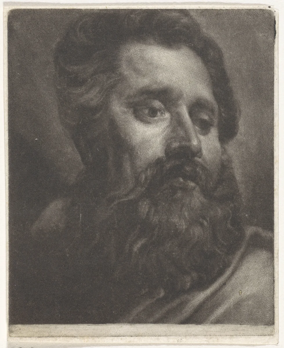 Kop van een man met een baard by anonymous, print, 1650-1800