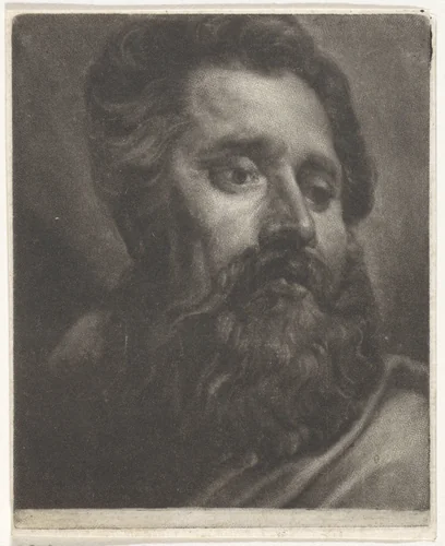 Kop van een man met een baard by anonymous, print, 1650-1800