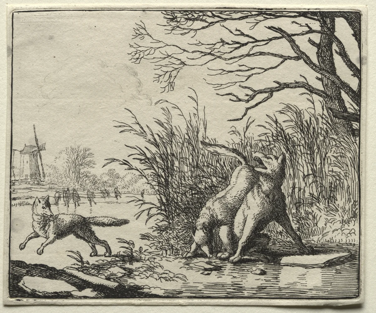 Reynard the Fox: A New Accusation by the Wolf by Allart van Everdingen, print, 1650-1675