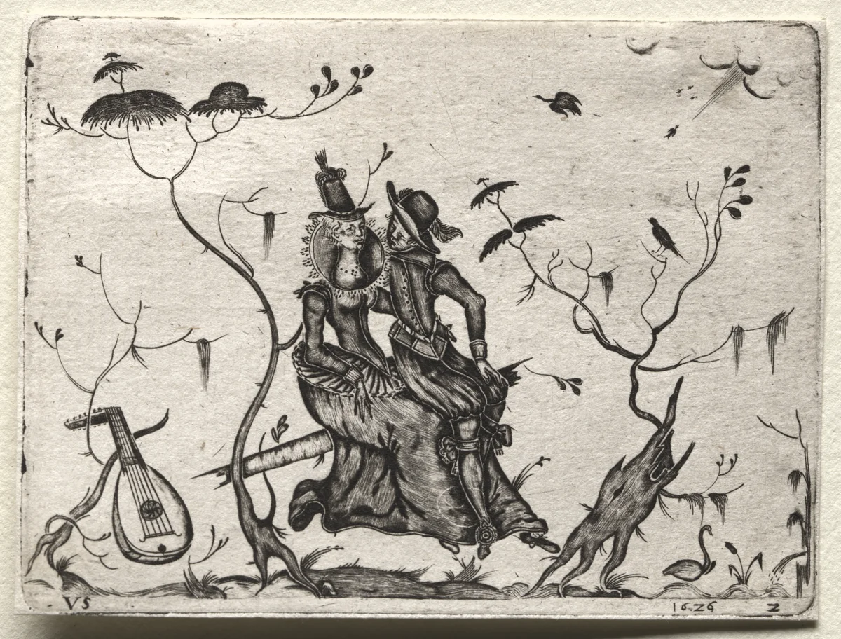 Pair of Lovers by Valentin Sezenius, print, 1626