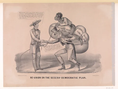 Re-union on the Secesh-Democratic Plan by Currier & Ives, print, 1862