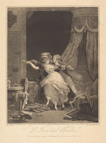 La Rose mal defendue (The Poorly Defended Rose) by Philibert Louis Debucourt, print, 1791
