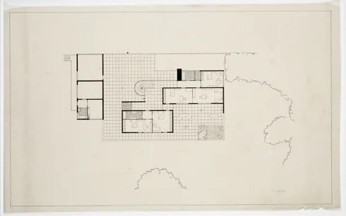 Tugendhat House, Brno, Czech Republic, Entrance-level plan by Ludwig Mies van der Rohe, mies van der rohe archive, 1928