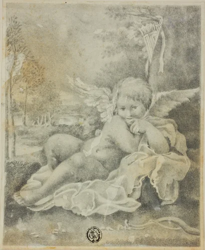 Cupid in a Landscape by Bartolommeo Schedoni, drawing, 1611-1799