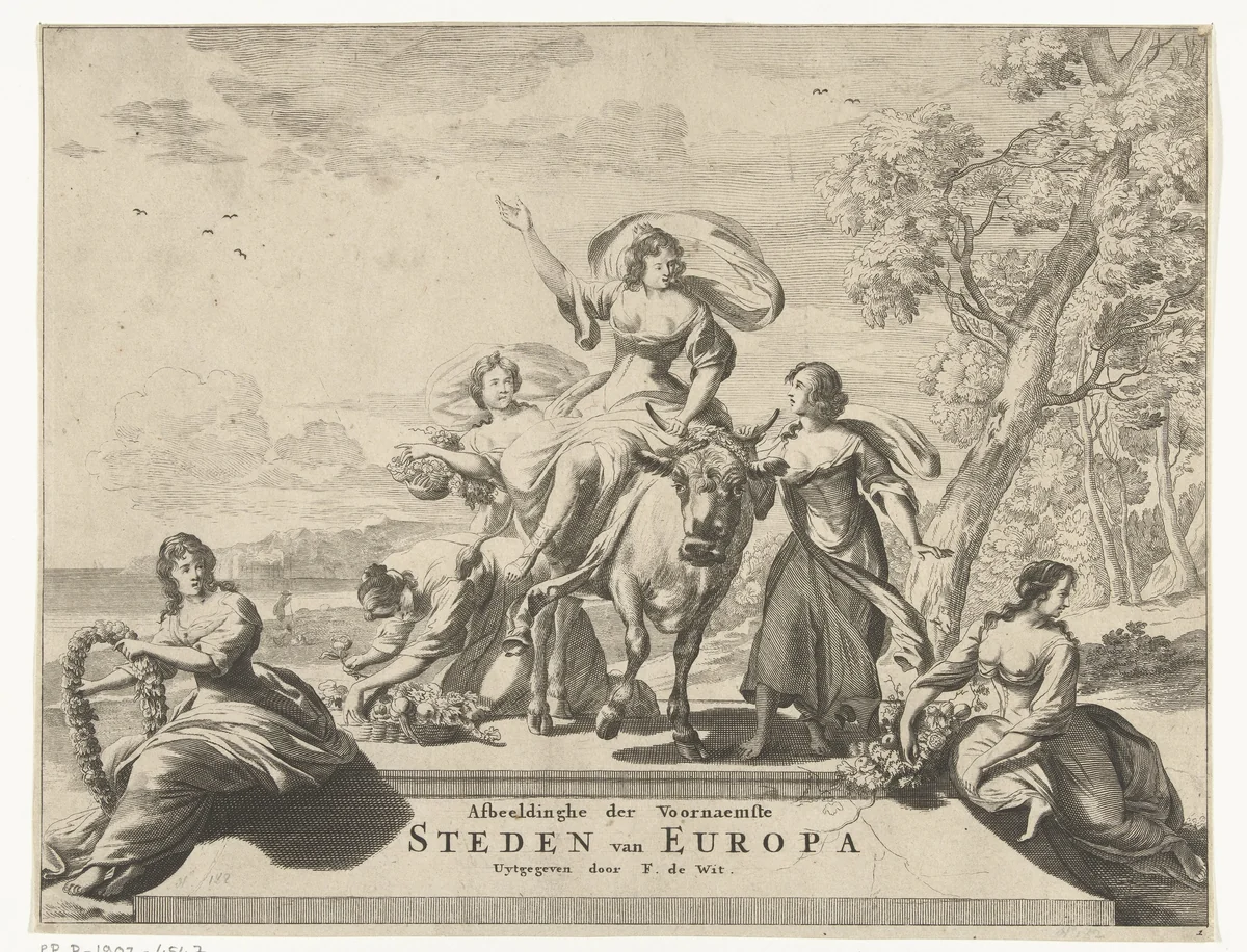 Europa en de stier by anonymous, print, 1655-1690
