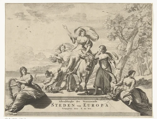 Europa en de stier by anonymous, print, 1655-1690