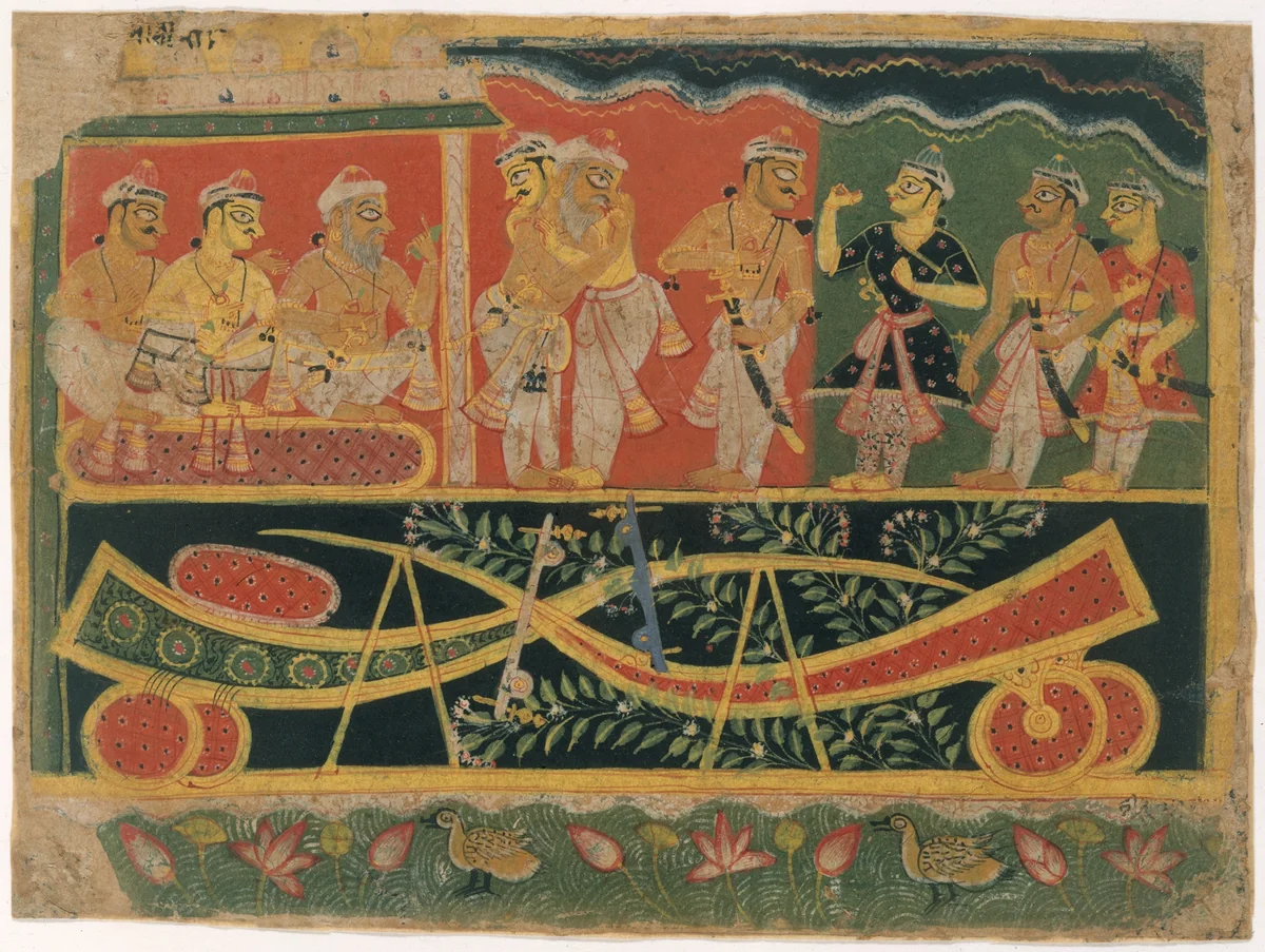Nanda and Vasudeva: Page from a Dispersed Bhagavata Purana (Ancient Stories of Lord Vishnu) by Master of the Dispersed Bhagavata Purana, painting, 1510-1540