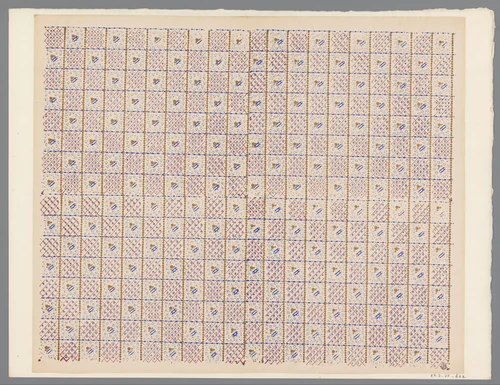 Blad met schaakbordpatroon by anonymous, print, 1800-1900