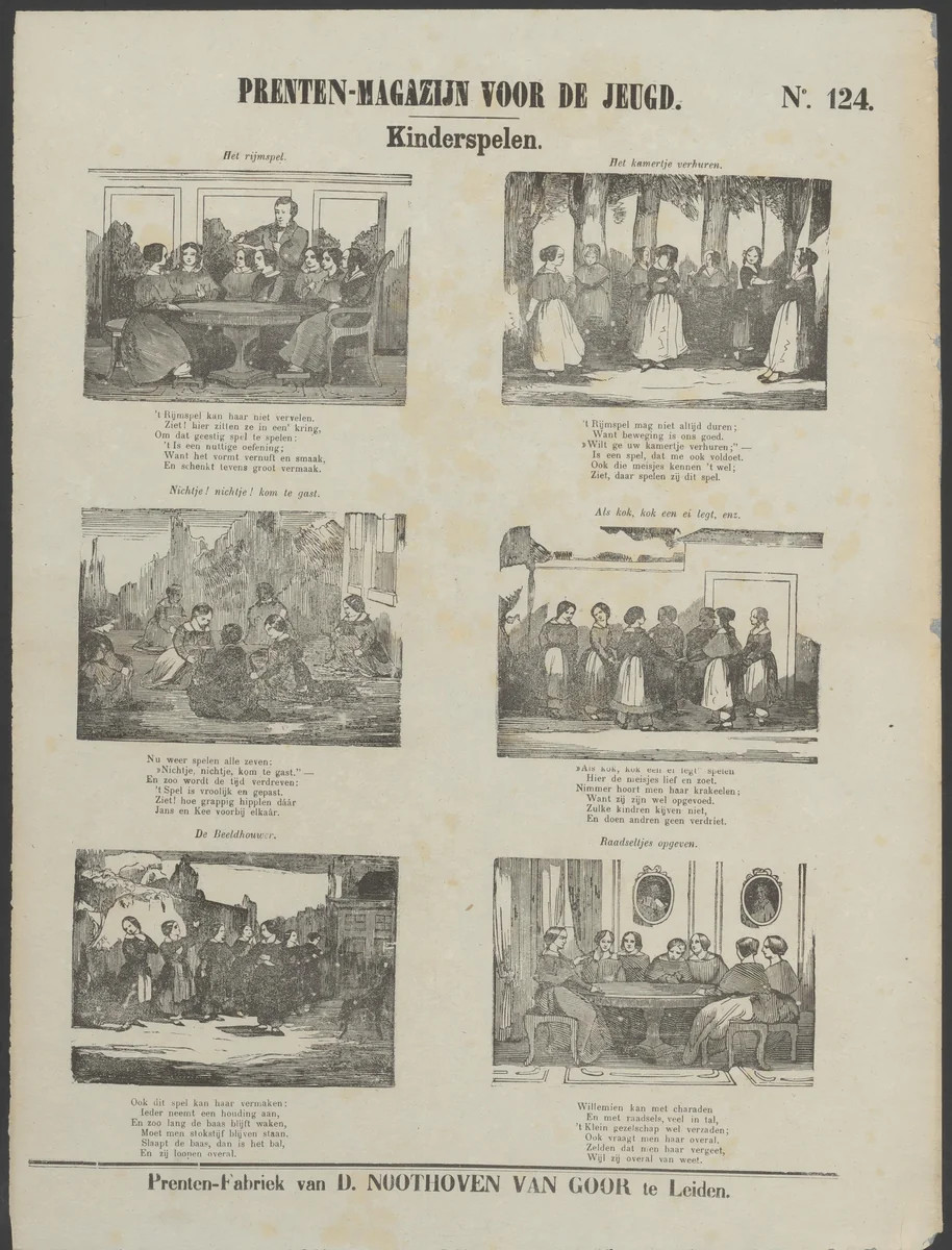 Kinderspelen by anonymous, print, 1850-1881