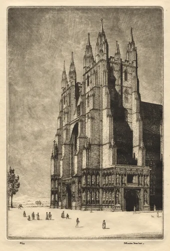 Canterbury Cathedral by Herbert Gordon Warlow, print, 1925-1935