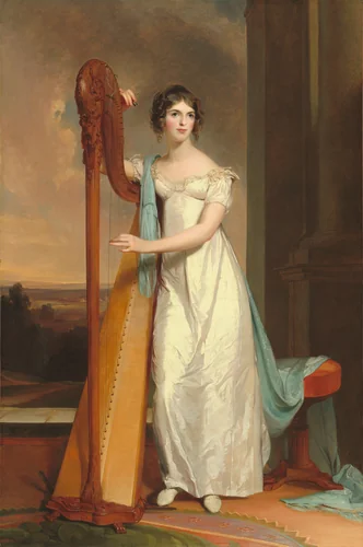 Lady with a Harp: Eliza Ridgely by Thomas Sully, painting, 1818