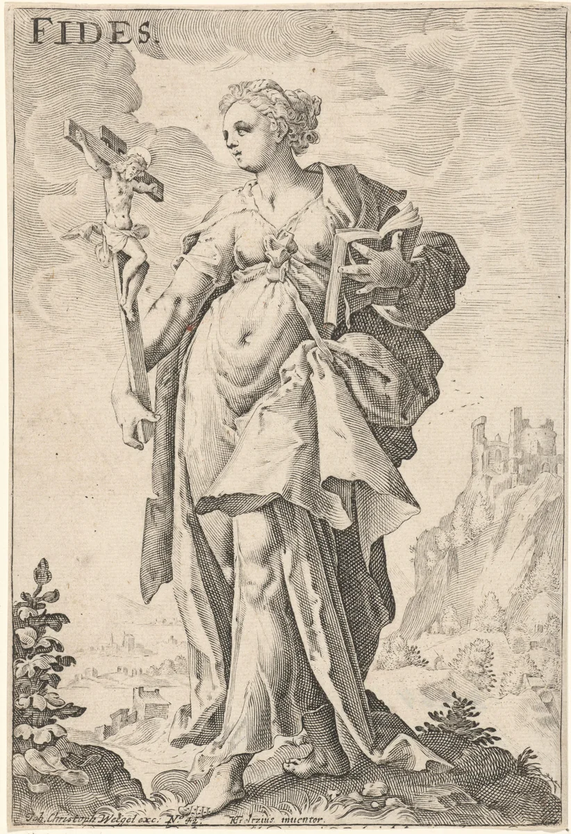 Geloof (Fides) by anonymous, print, 1585-1589