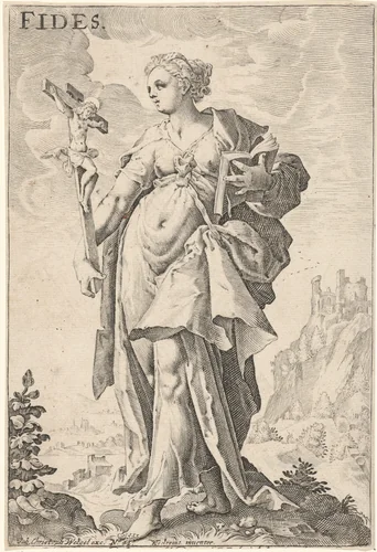 Geloof (Fides) by anonymous, print, 1585-1589
