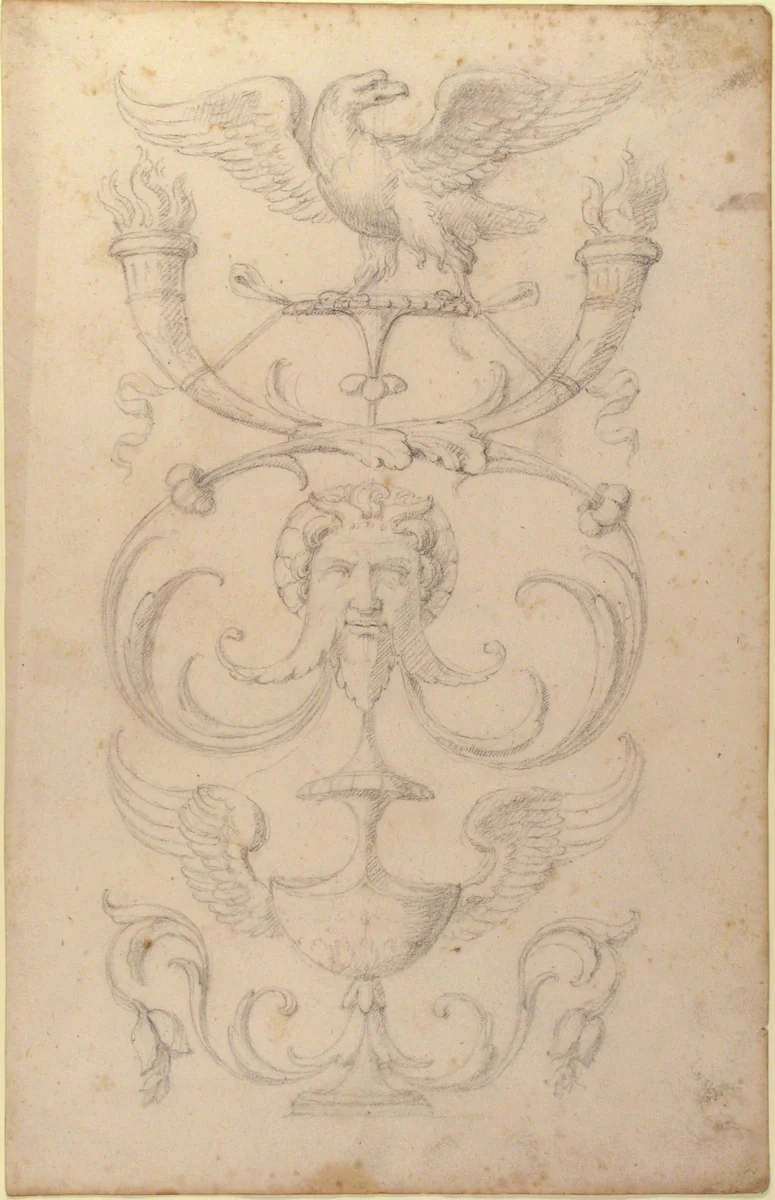 Drawing of a Grotesque after a 16th-century Decorative Relief by Filippo Cretoni, drawing, 1770-1830