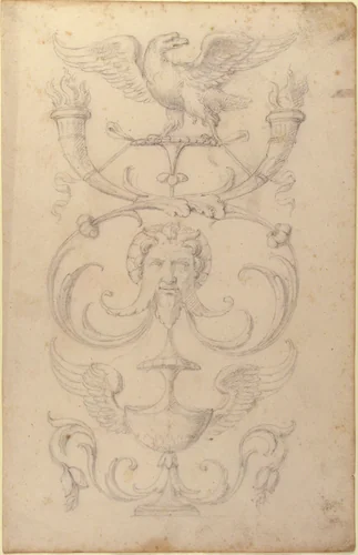 Drawing of a Grotesque after a 16th-century Decorative Relief by Filippo Cretoni, drawing, 1770-1830