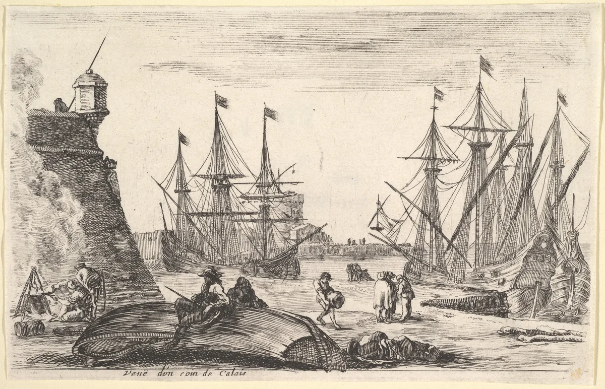 View of a part of Calais (Veue d'un coin de Calais), from "Views of seaports" (Vues de ports de mar) by Stefano della Bella, print, 1647
