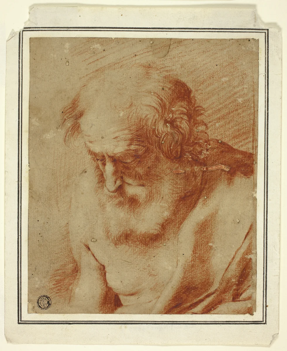 Saint Jerome by Guercino, drawing, 1600-1699