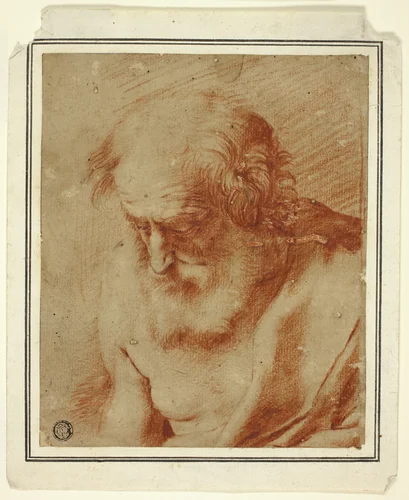 Saint Jerome by Guercino, drawing, 1600-1699