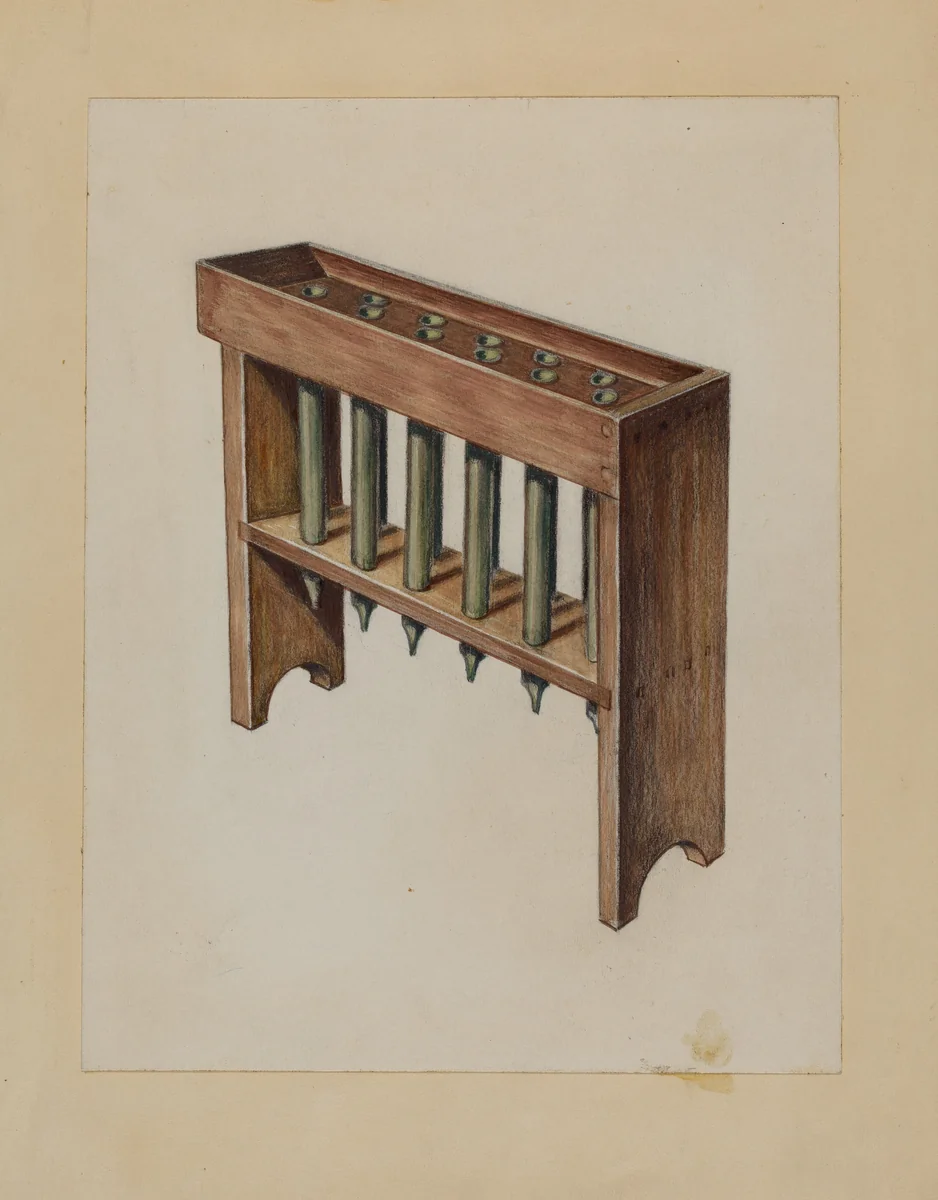Candle Mold by Hugh Clarke, index of american design, 1936
