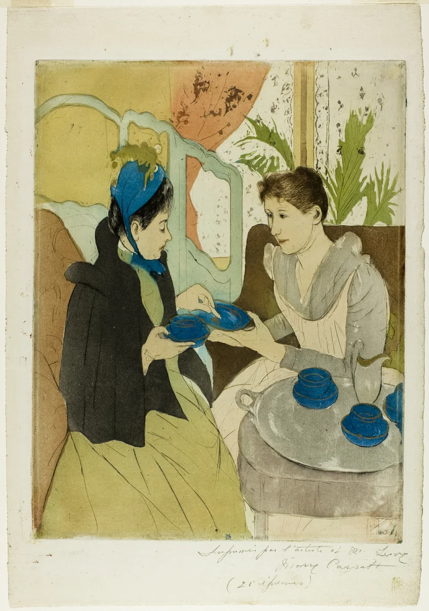 Afternoon Tea Party by Mary Cassatt, print, 1890-1891