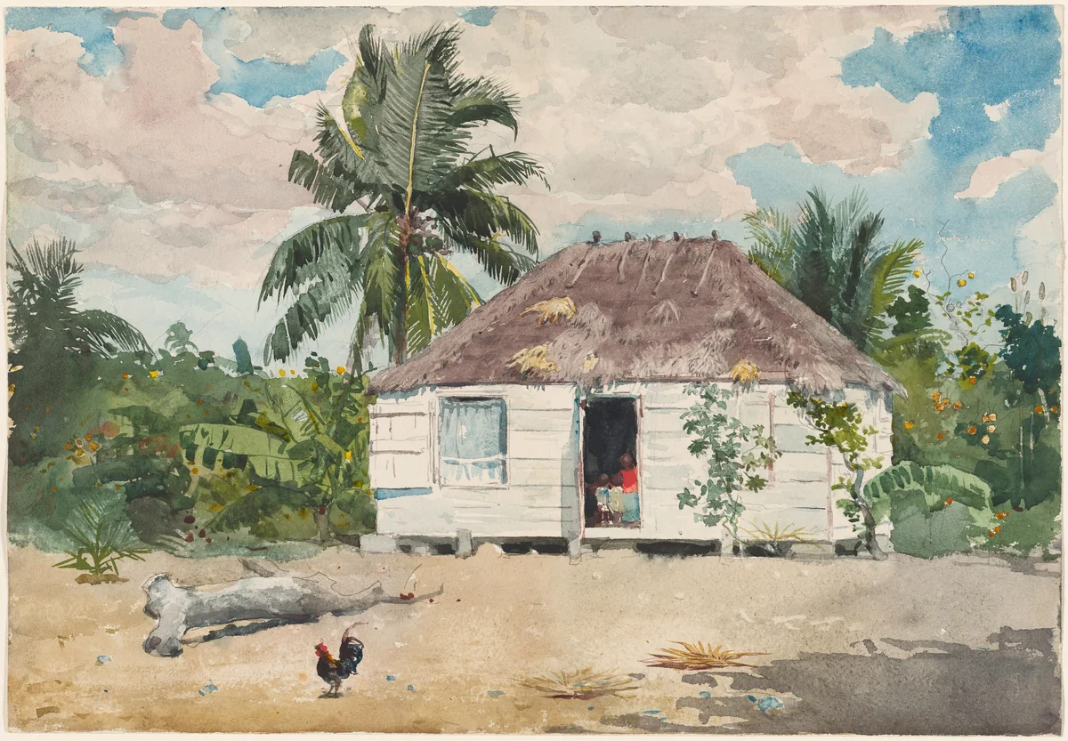 Native hut at Nassau by Winslow Homer, drawing, 1884-1885