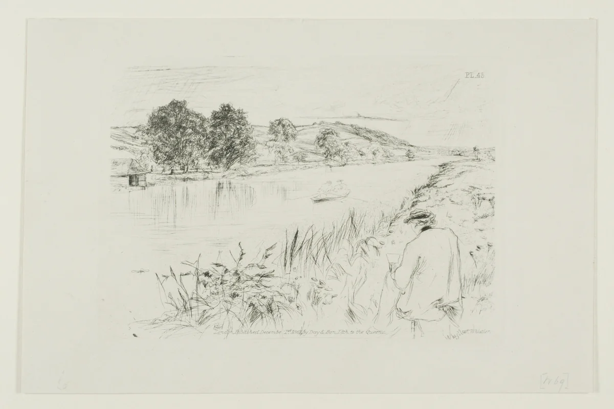 Sketching by James McNeill Whistler, print, 1861
