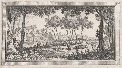 Landscape, from a series of six landscapes titled "Observationib.Astronom.Regiae.Paris.Scient. Acad...1736" by Quentin Pierre Chedel, print, 1736