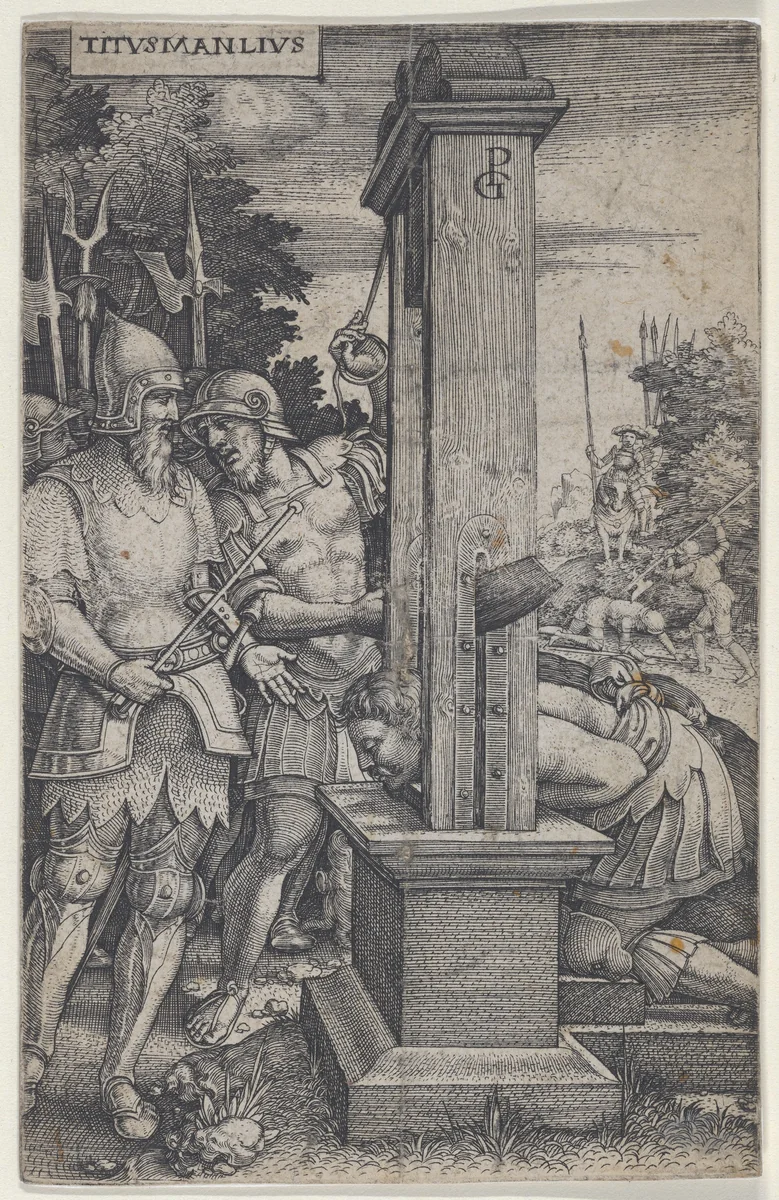 Titus Manlius, from "Roman Heroes" by Georg Pencz, print, 1535