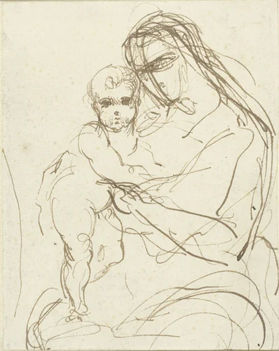 Studie van een Madonna met kind by anonymous, drawing, 1800-1900