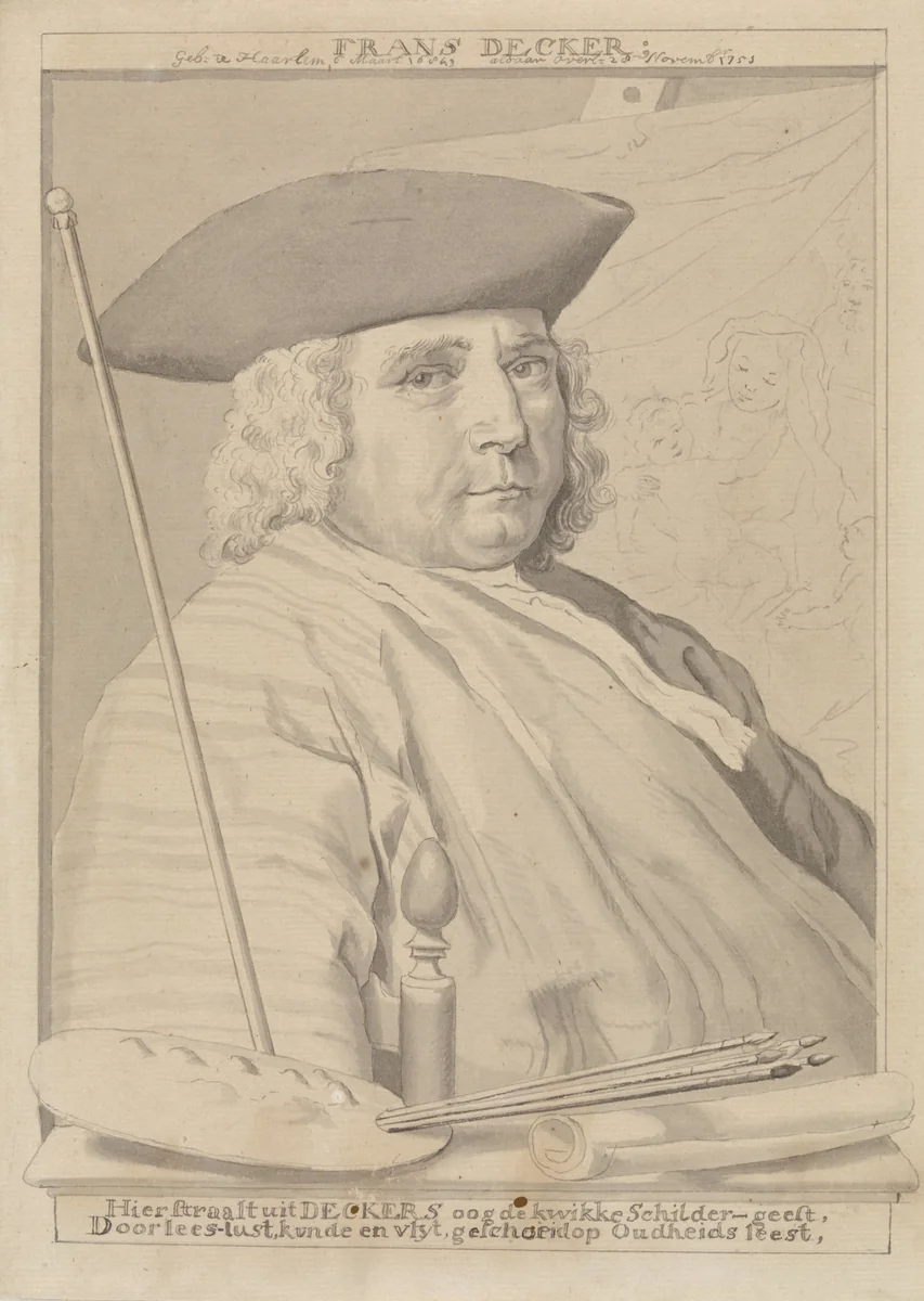 Portret van Frans Decker by Tako Hajo Jelgersma, drawing, 1736