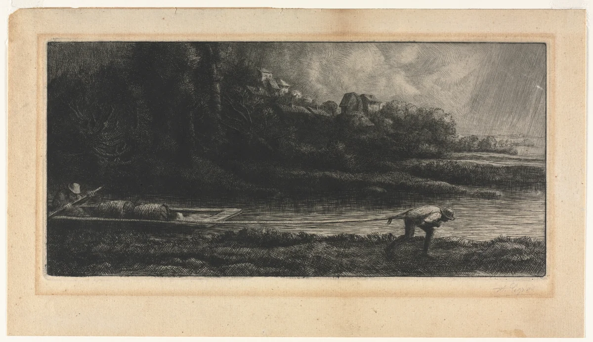 Le Paysage au Bâteau by Alphonse Legros, print, 1857-1911