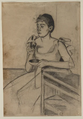 After-Dinner Coffee (recto) by Mary Cassatt, drawing, 1884-1894