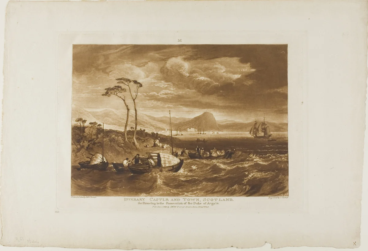 Inverary Castle and Town, plate 65 from Liber Studiorum by Joseph Mallord William Turner, print, 1816