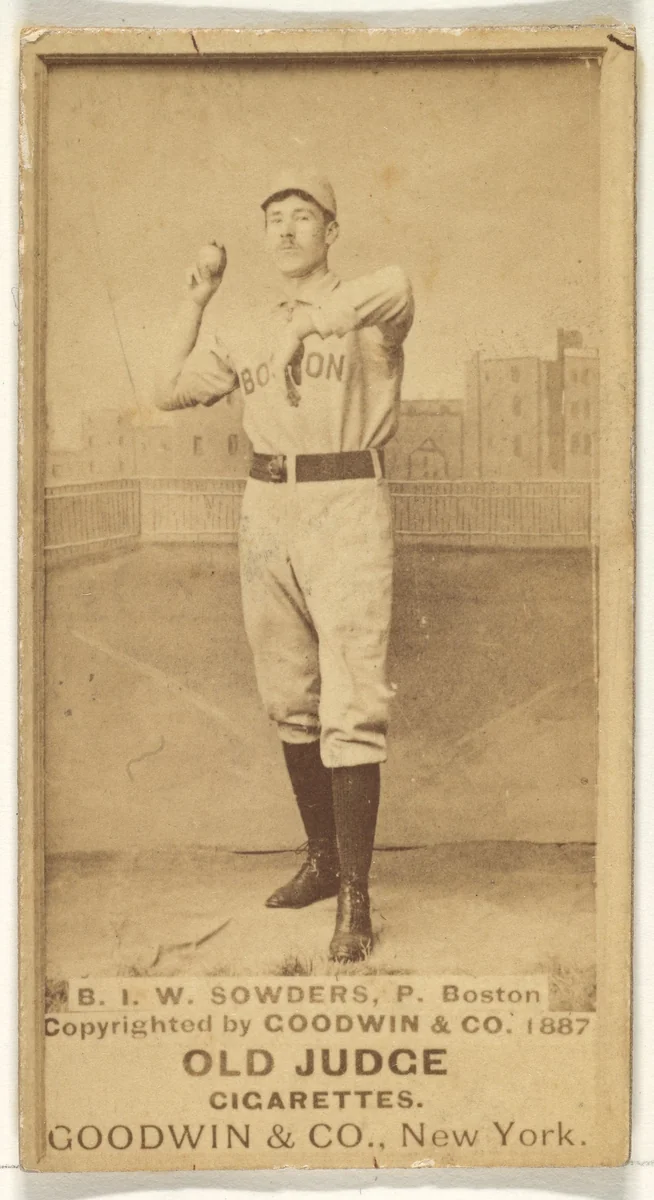 Sowders, Pitcher, Boston, from the Old Judge series (N172) for Old Judge Cigarettes by Goodwin & Company, photograph, 1887