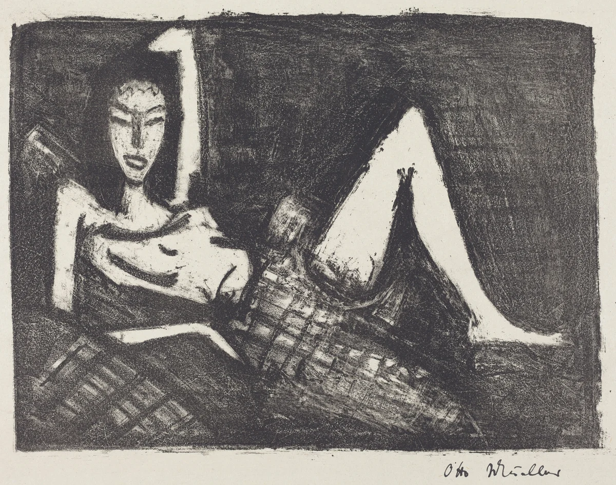 Girl on a Couch (Madchen auf dem Kanapee) by Otto Mueller, print, 1921-1922