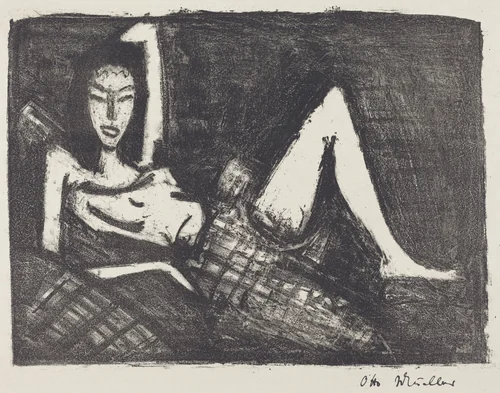 Girl on a Couch (Madchen auf dem Kanapee) by Otto Mueller, print, 1921-1922