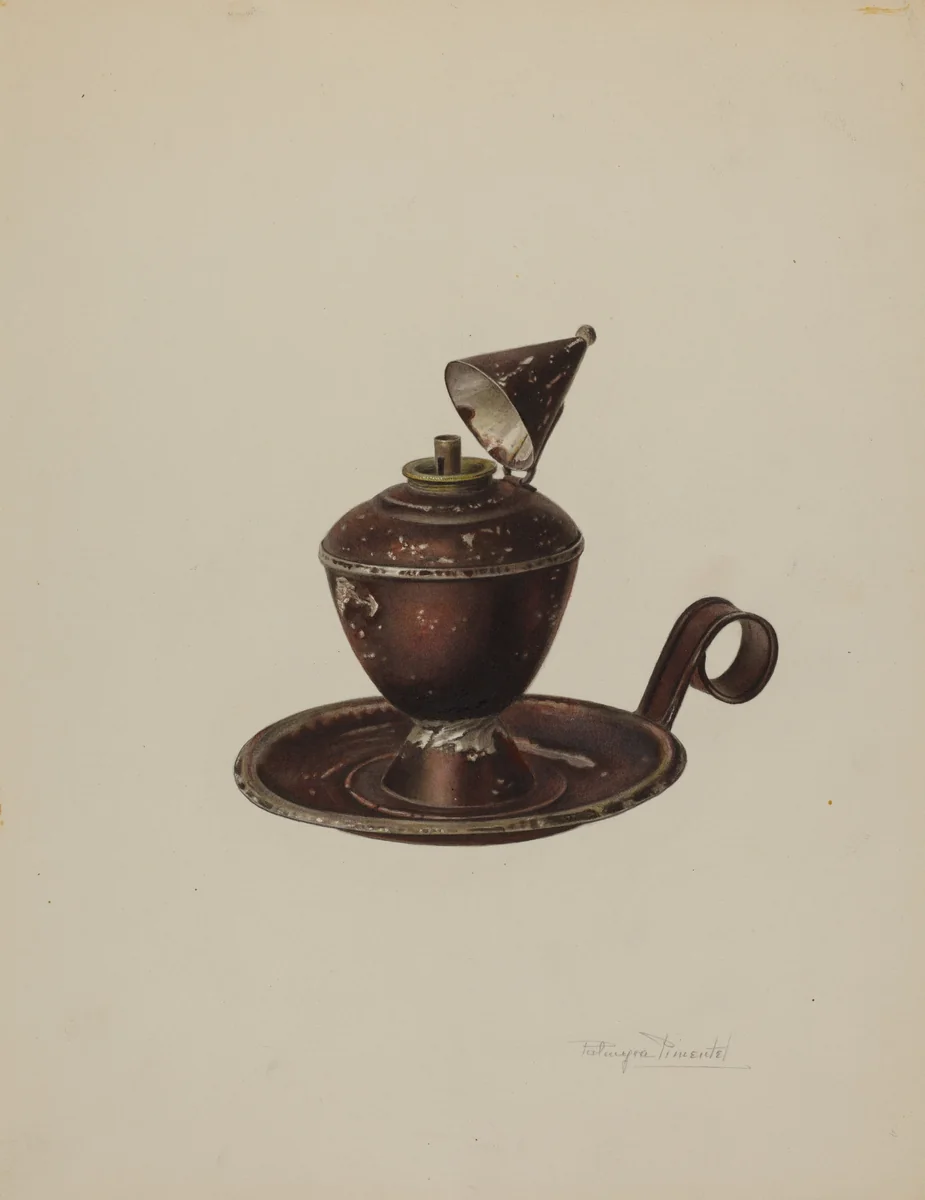 Sperm Oil Lamp by Palmyra Pimentel, index of american design, 1939