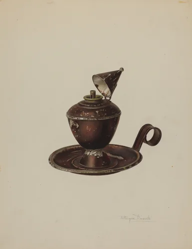 Sperm Oil Lamp by Palmyra Pimentel, index of american design, 1939