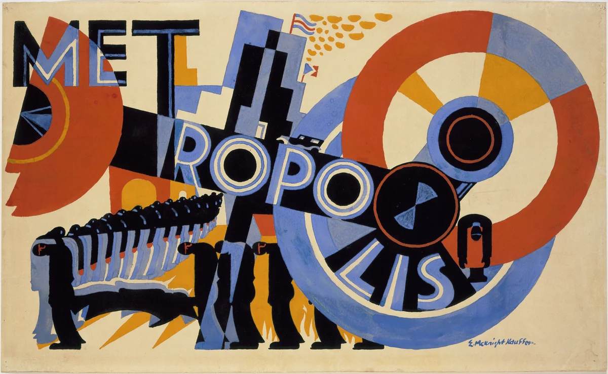 Poster design for the film Metropolis by Fritz Lang by E. McKnight Kauffer, design, 1926