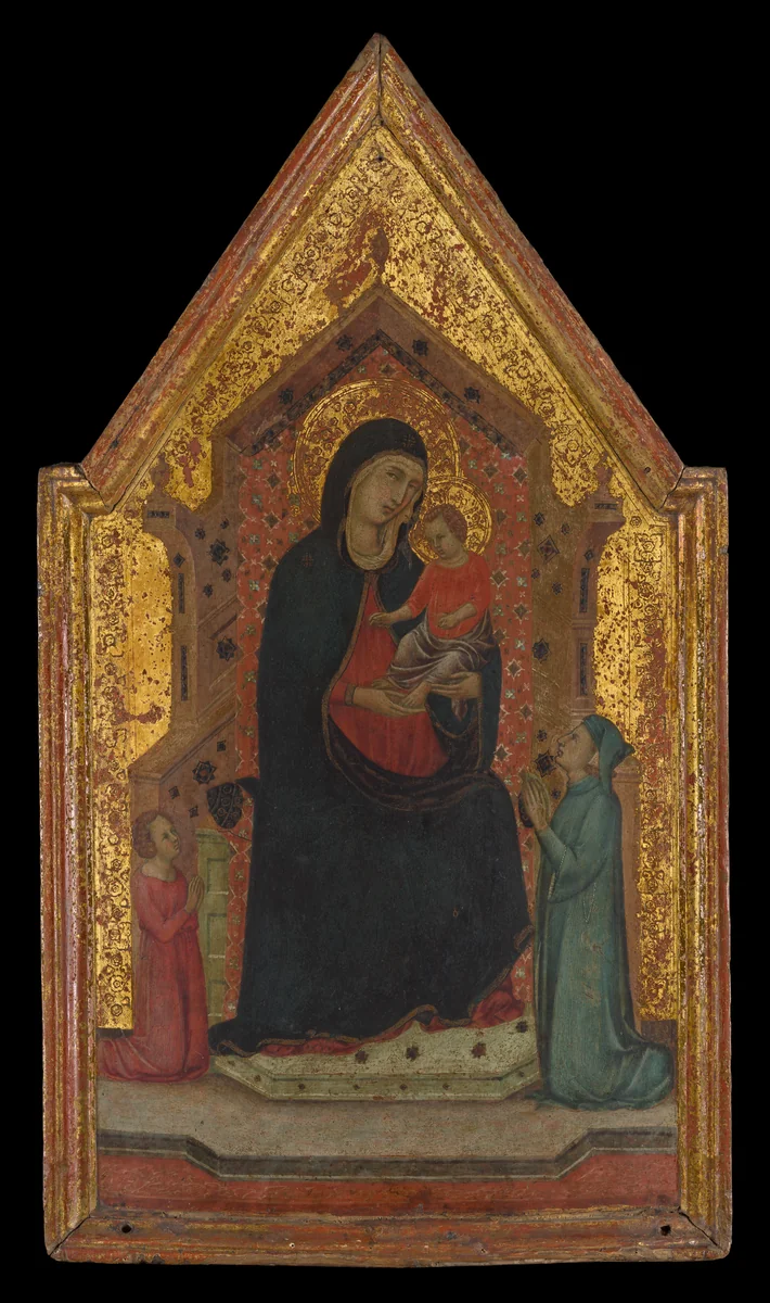 Madonna and Child Enthroned with Two Donors by Goodhart Ducciesque Master, painting, 1315-1330