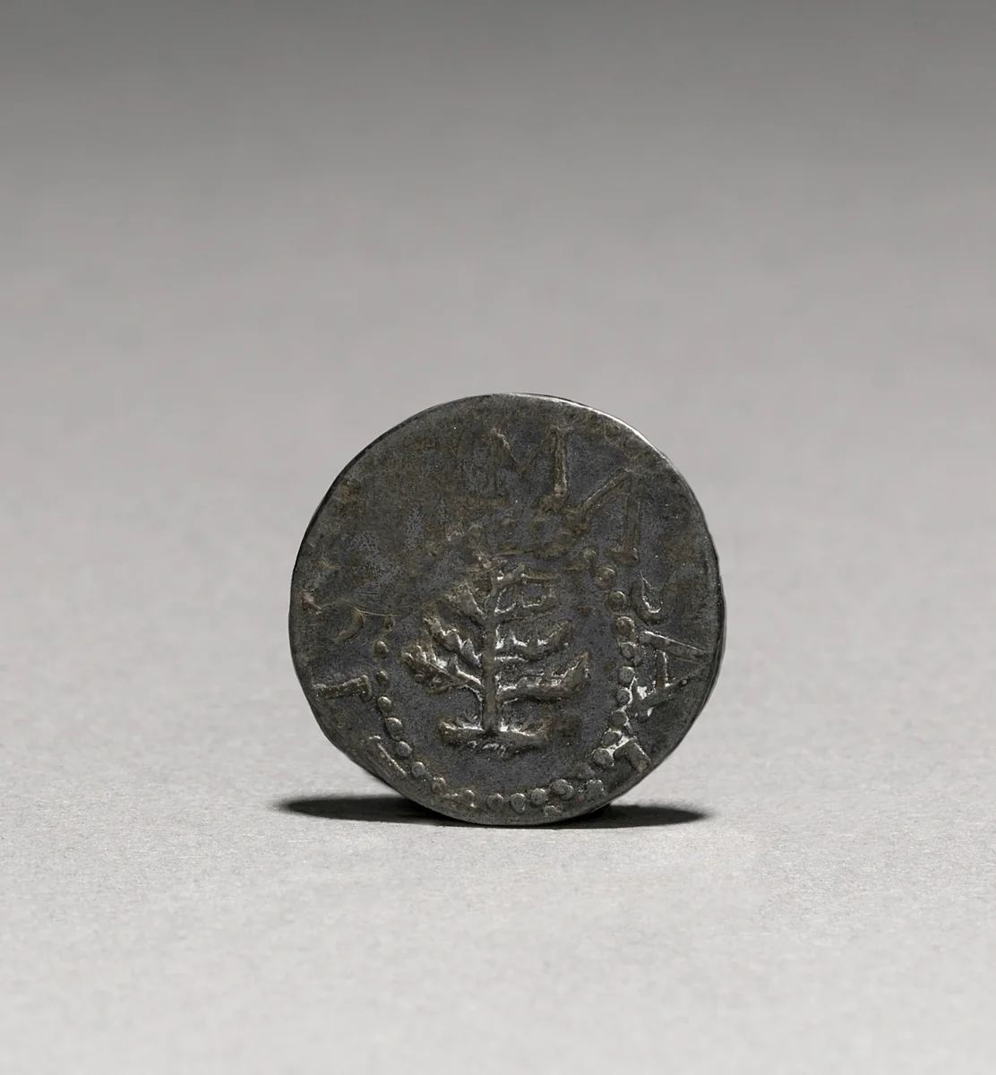 Pine Tree Three Pence (obverse) by John Hull, metalwork, 1652