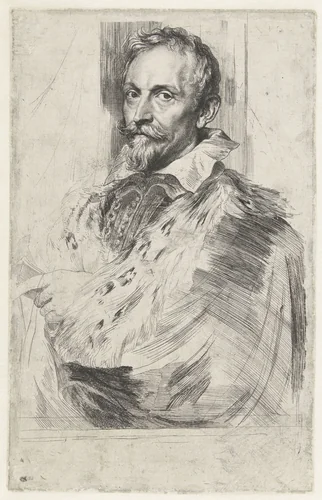 Portret van Jan van den Wouwer, raadsheer van aartshertog Albrecht van Oostenrijk by Anthony van Dyck, print, 1630-1632