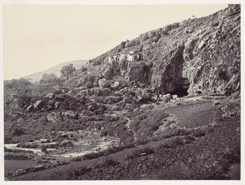 Principal Source of the Jordan, Flowing From a Cave Near Banias, Near the Site of the Northern City of Dan, the Frontier Town of Israel by Francis Frith, photograph, 1855-1859