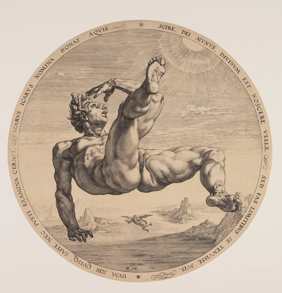Icarus, from The Four Disgracers by Hendrick Goltzius, print, 1588